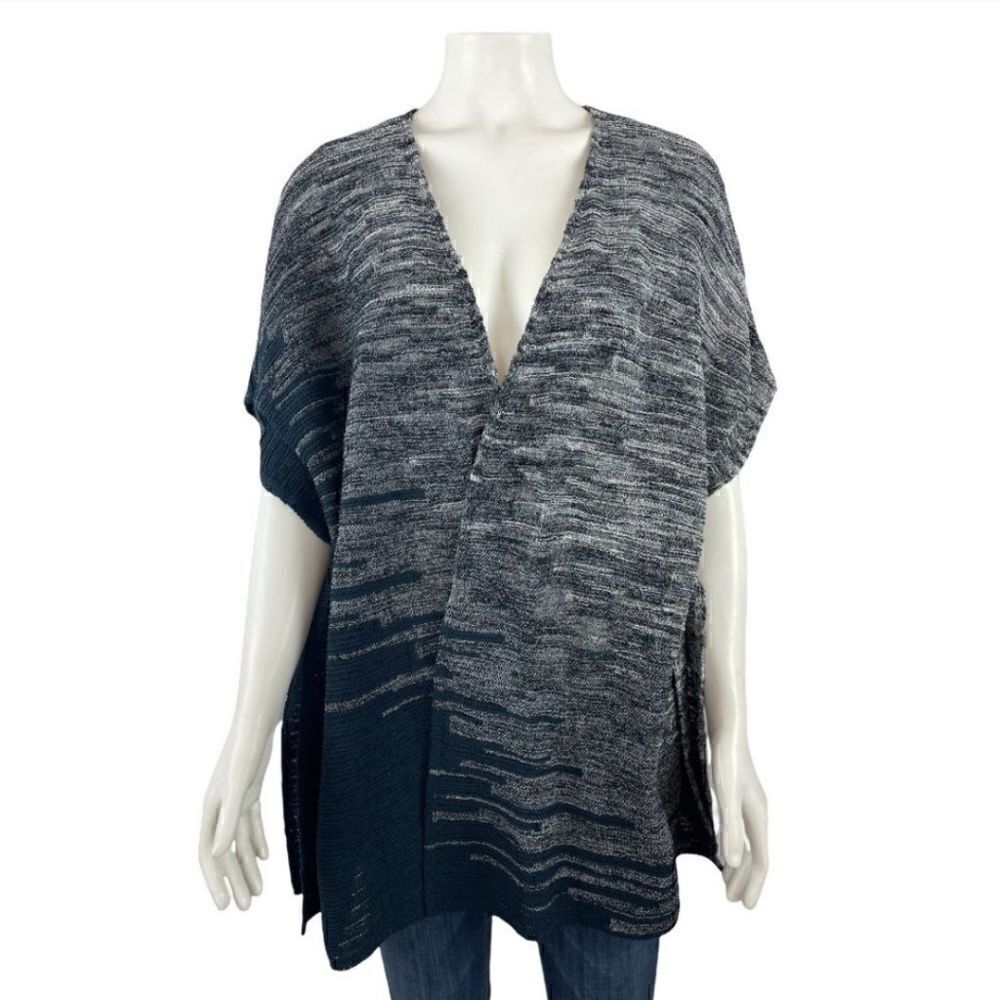 J Jill Pure Jill Sweater Poncho Open Front Knit Shawl Cardigan Blue Size Xs- S